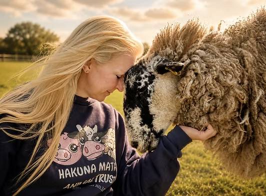 Photo of Haley and Dotty the sheep
